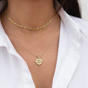 14K Yellow Gold 2.50MM Figaro Choker Necklace